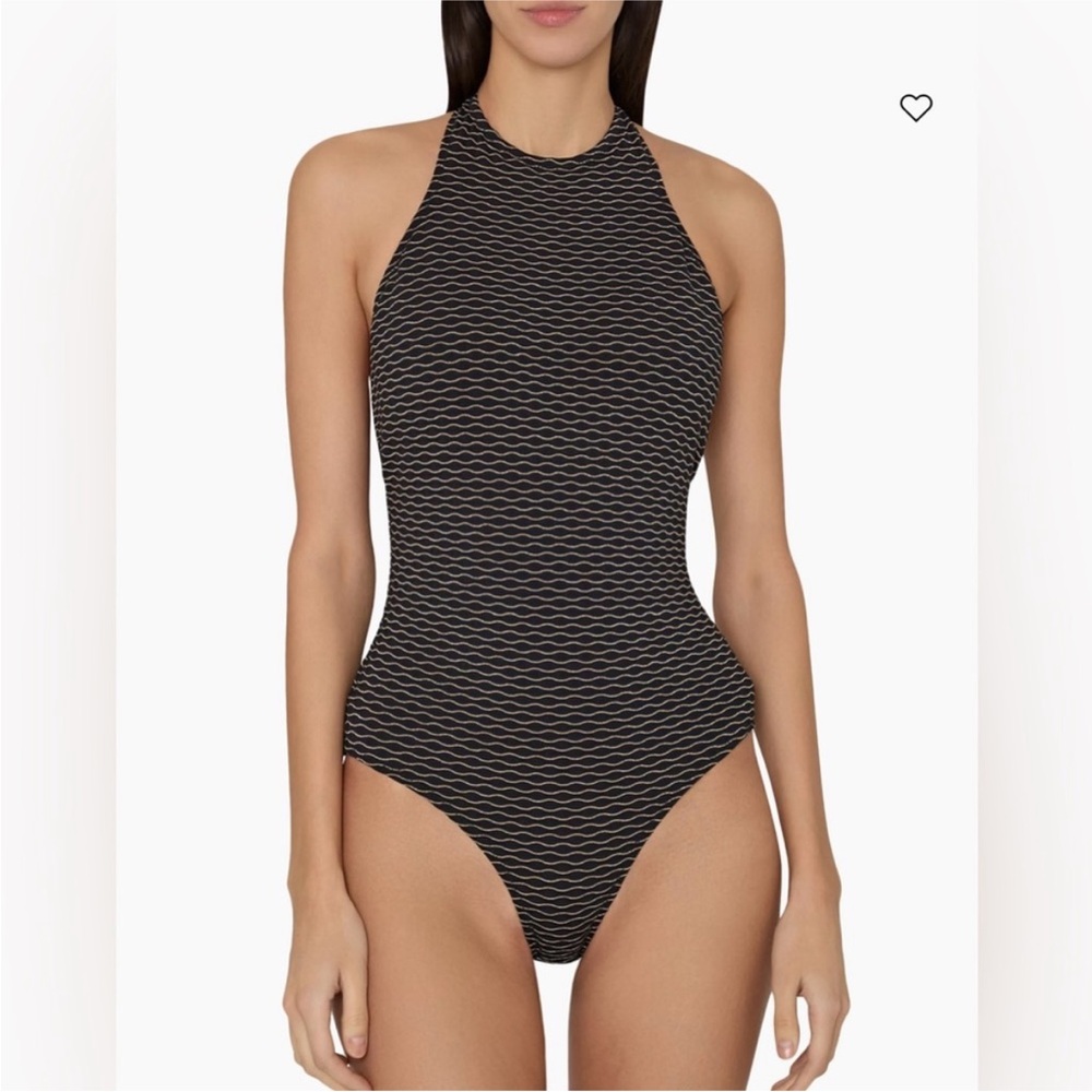 Milly Black and White Textured One Piece Swimsuit